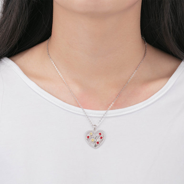 6 Birthstone Flower Necklace Elegant Personalized Heart Pendants for Women Unique Gift for Girlfriend