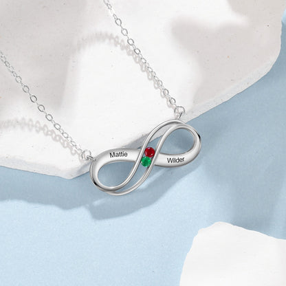 Sterling Silver Infinity Pendant with Birthstones