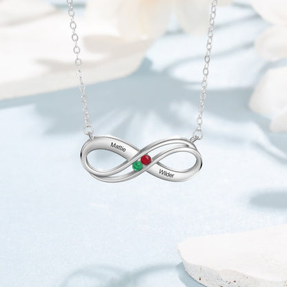 Sterling Silver Infinity Pendant with Birthstones