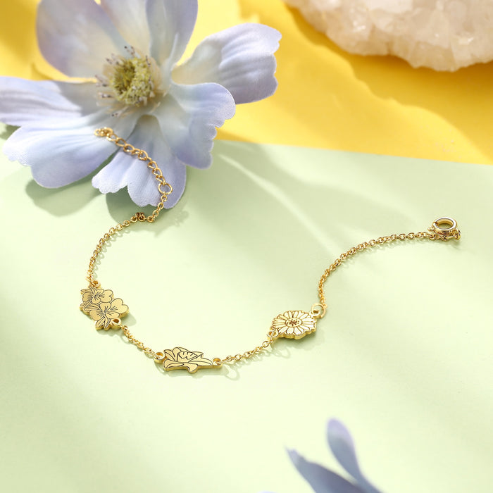 Birth Month Flower Bracelets Women Personalized Birthday Family Bracelet Wedding Jewelry