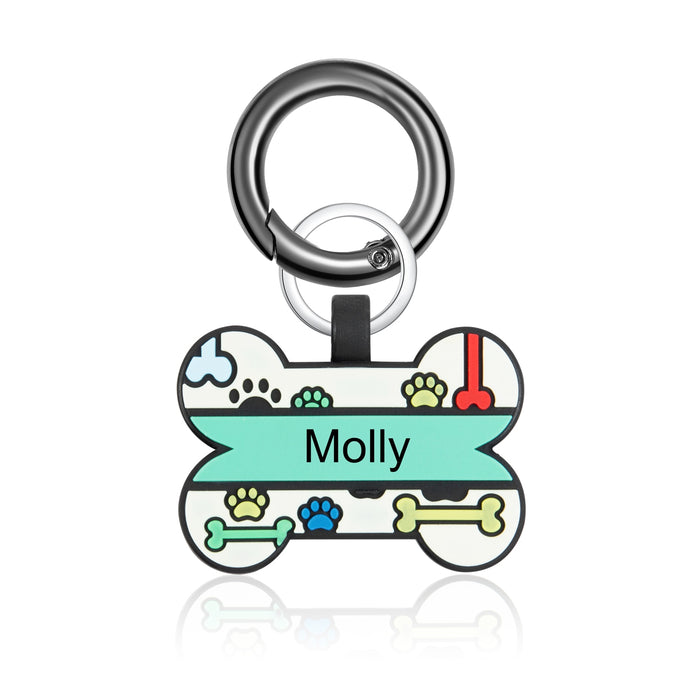 Personalized Cat Dog Tags Keychain Custom Silicone Double Side Engraving Pet ID Name for Puppy Dog Bone Keyring Accessories