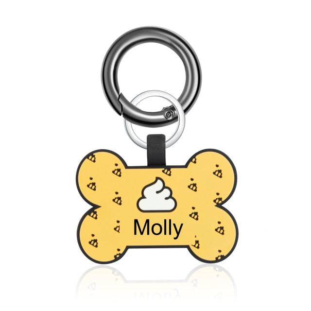 Personalized Cat Dog Tags Keychain Custom Silicone Double Side Engraving Pet ID Name for Puppy Dog Bone Keyring Accessories