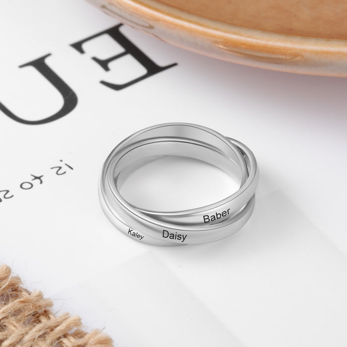 Personalized Engraving Name Stackable Rings for Women Customized Family Ring Gifts for Mother