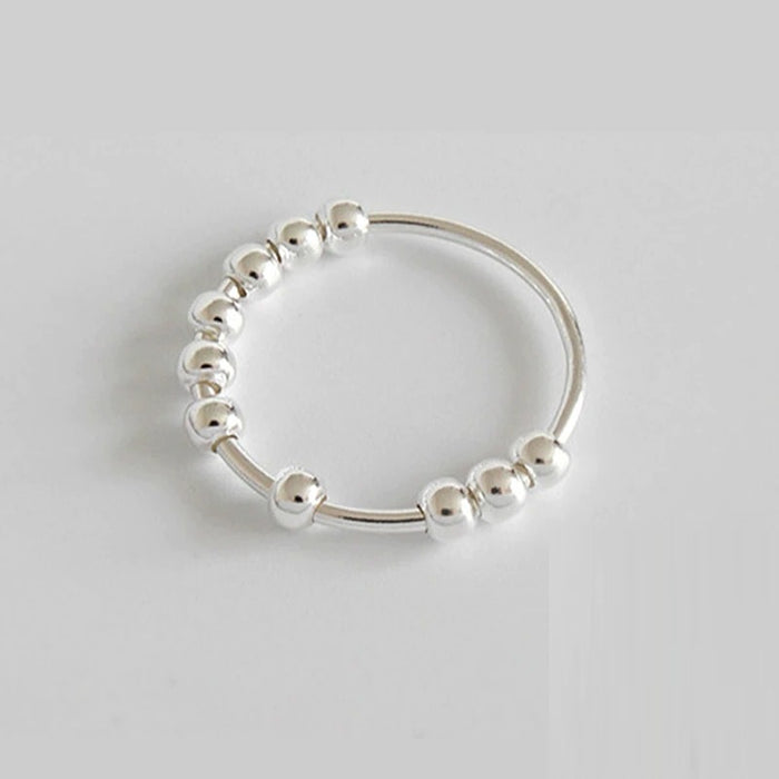 Sterling Silver Stylish Beaded Ring For Women