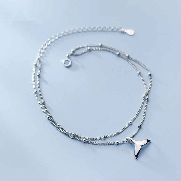Sterling Silver Double Layer Mermaid Tail Anklet