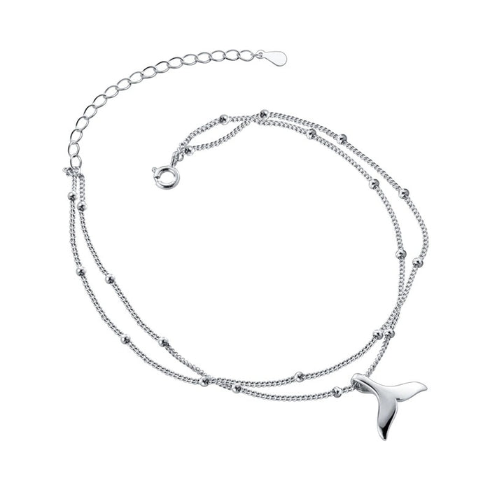 Sterling Silver Double Layer Mermaid Tail Anklet