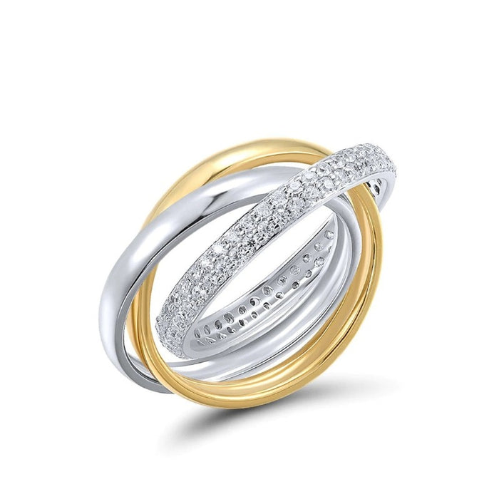 Sterling Silver Twisted Two Color Rings For Women