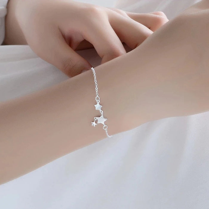Silver Star Shape Chain Anklet For Women