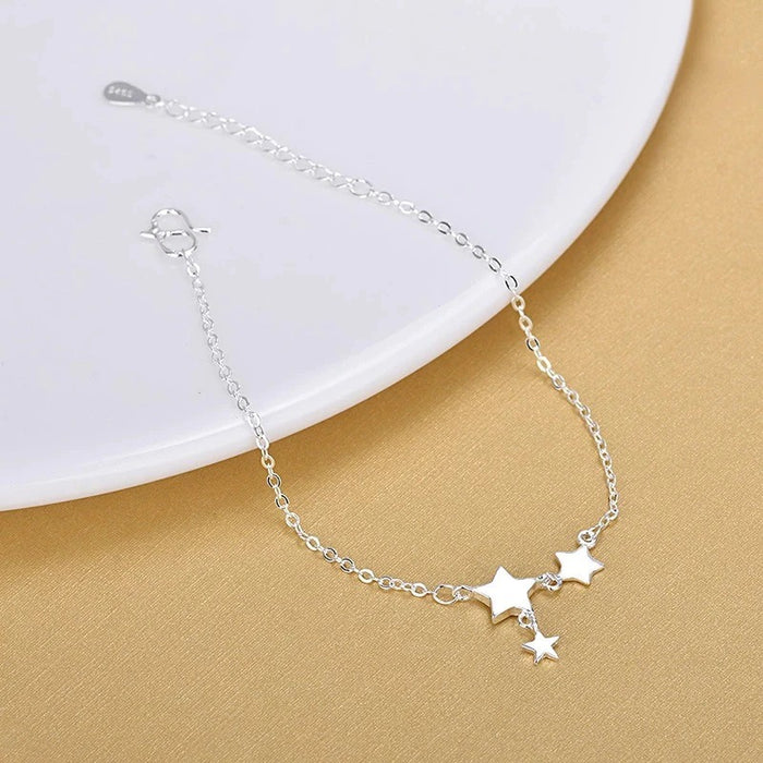 Silver Star Shape Chain Anklet For Women