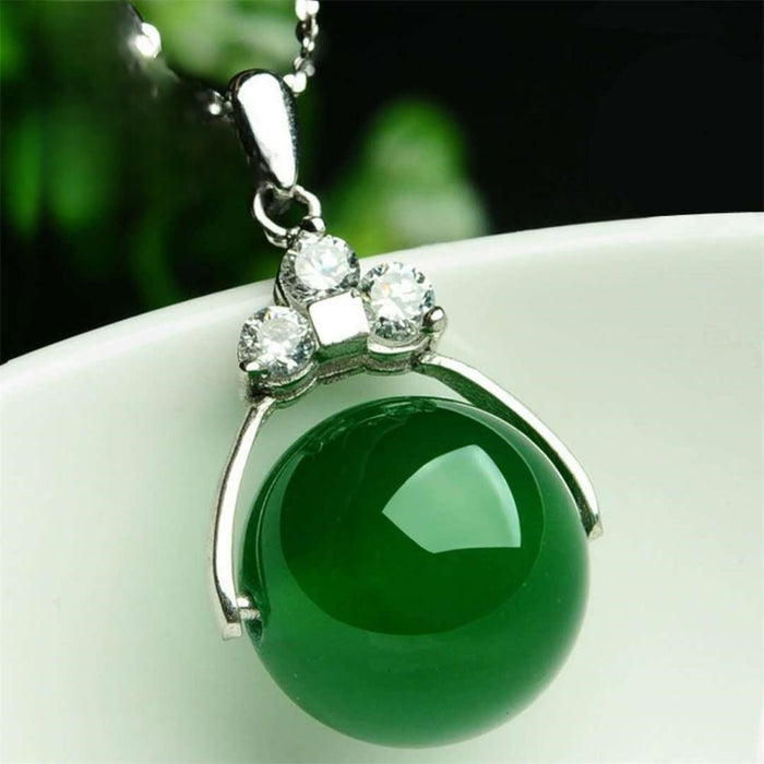 Silver Natural Green Jade Fine Jewelry Women Necklace