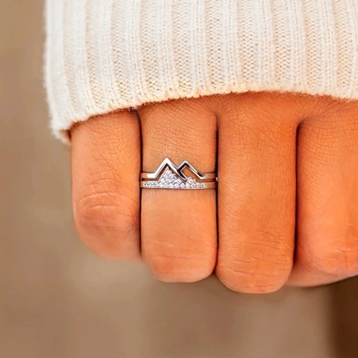 Sterling Silver Snow Caps Mountain Range Ring For Women