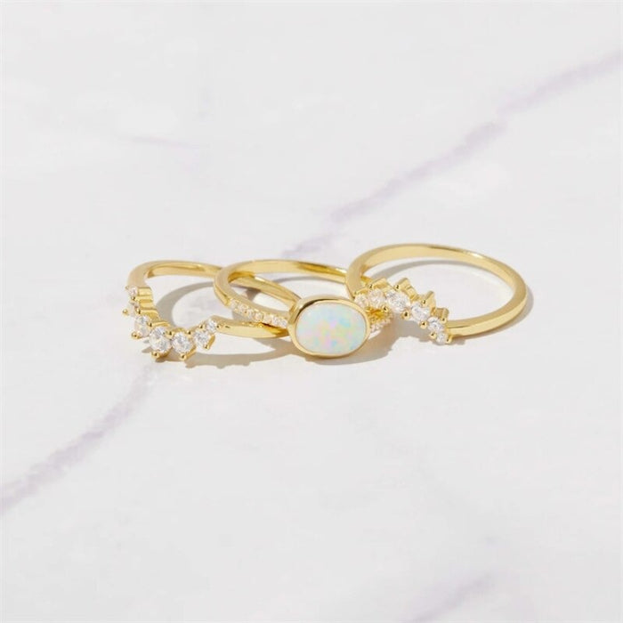 Sterling Silver Stackable Opal Ring For Women