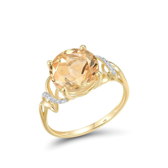 Yellow Sparkling Diamond Gold Ring For Women